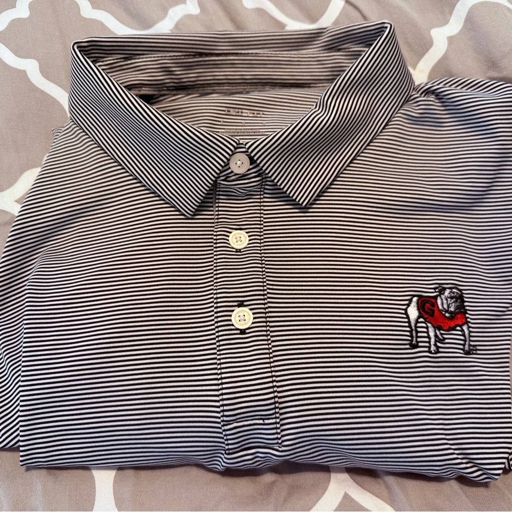 Men’s UGA Large Nike Polo Shirt - black and white striped
